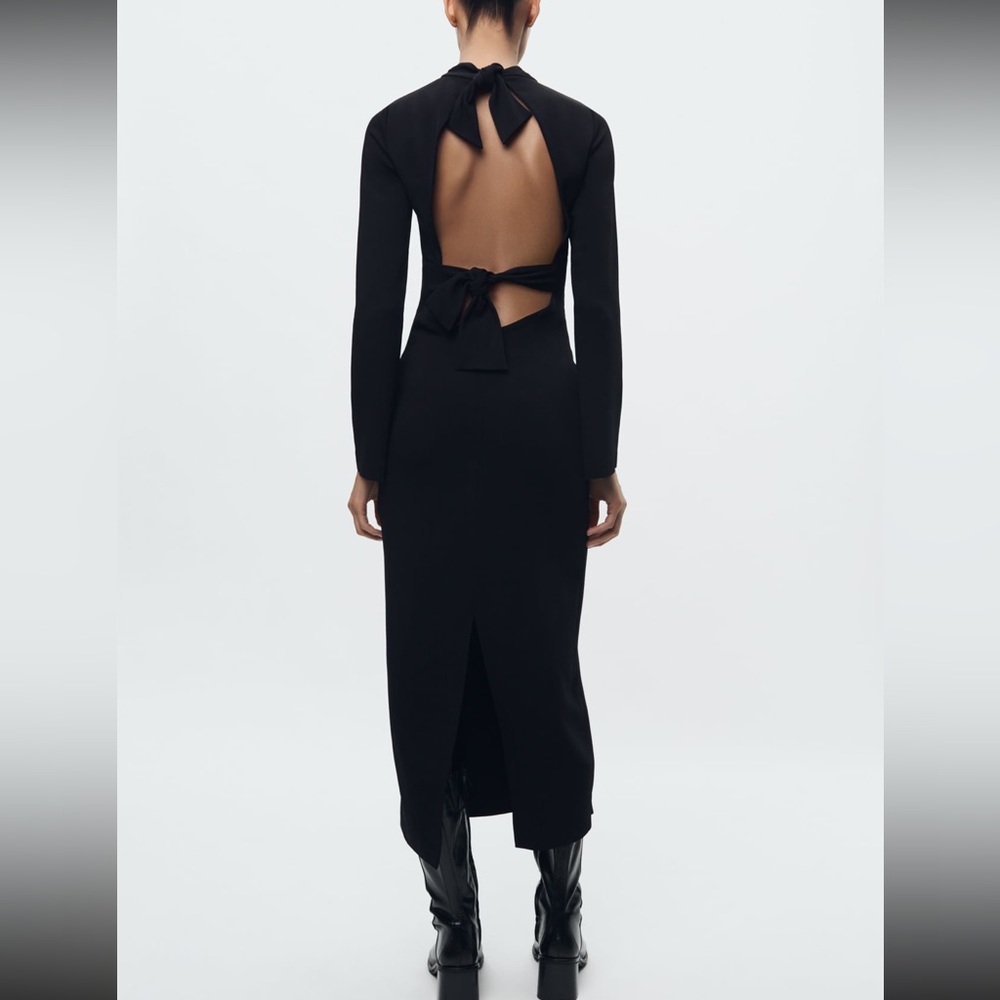Zara limited edition celeb style backless midi dress with bow detail